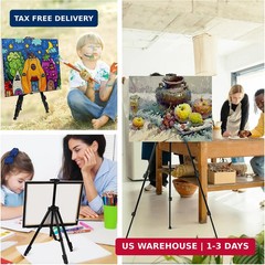 HeavyDuty Folding Metal Art Easel 66 Inch Adjustable for Painting Display