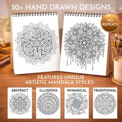 Premium Artistic Mandala Coloring 8.5 x 11 inches, Mindful –