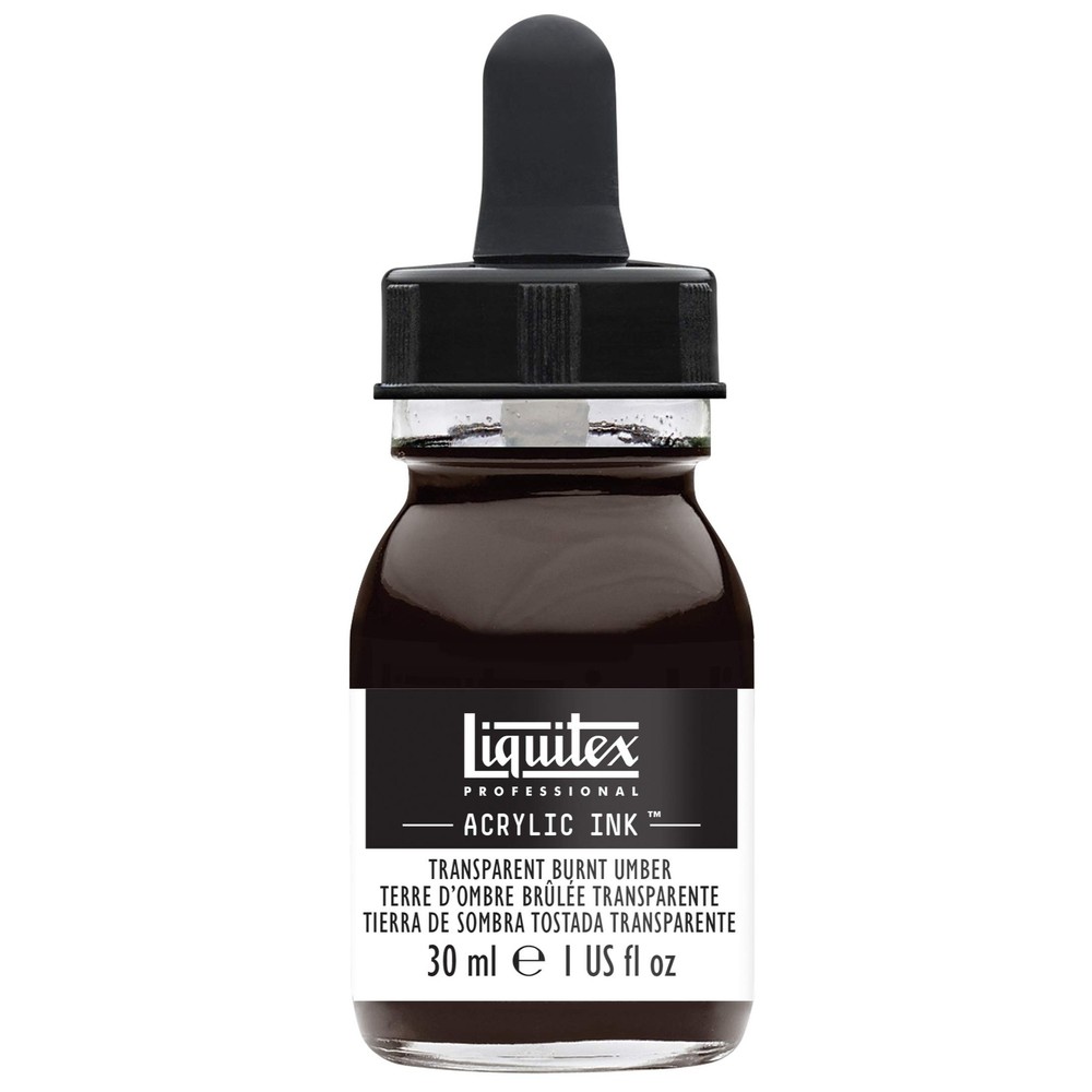 Professional Acrylic Ink 1 Oz 30ml Jar Transparent Burnt Umber Painting Art