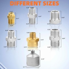 7 PCS Airbrush Adapter Kit 1/4 To 1/8 Fittings Connector Gold Silver Metal
