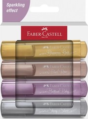 Faber-Castell 254674 Set di 4 Evidenziatori Metallizzati, Punta a Scalpello di P
