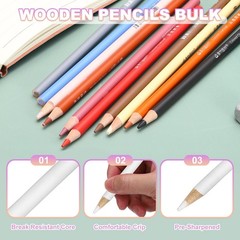 2Pcs Color Drawing Pencils for Sketching, White