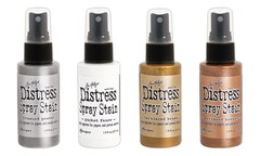 Distress Spray Stains Set of 4 Metallics Brushed Pewter Tarnished Brass 1.9oz