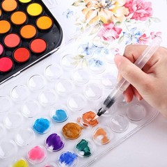 Non-Toxic 48 Color Watercolor Paint Set with Professional Brushes for All Ages