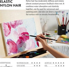 ARTIFY 41 Pieces Long Handle Paint Brushes Set Includes a Carrying Canvas Roll