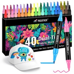 Fabric Markers Permanent for Clothes, 40 Colors Dual Tip with Fine and Chisel…