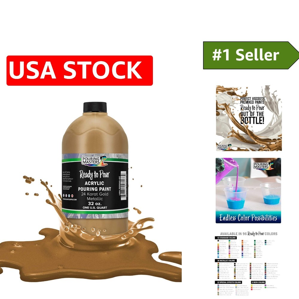 32 Oz 24 Karat Gold Acrylic Paint for Stunning Fluid Art Projects