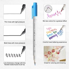 Fudenosuke Brush Pen – 16 Colors Calligraphy Brush Pens for Hand Lettering, C…