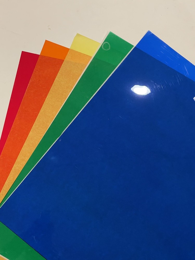 TUF .005(5 mil) Color Acetate (Gels) Red Orange Yellow Green Blue 20 x 25 Inch