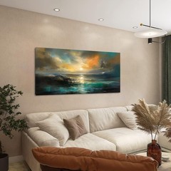 Ocean Sunset Landscape Canvas Wall Art for Living Room Bedroom Home Decoratio…
