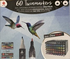 Decotime 60pk Twin Markers Paint ART Deco Tray Set ANY SURFACE Dual Tip Colours
