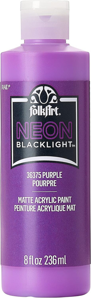 Folkart Neon Acrylic Craft Paint, Purple 8 Fl Oz Premium Glow in the Dark Paint,