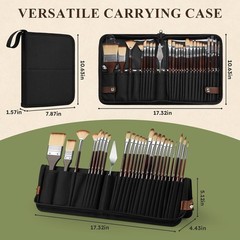 Complete 26-Piece Acrylic & Watercolor Brush Set – Easy Organizer Case Included