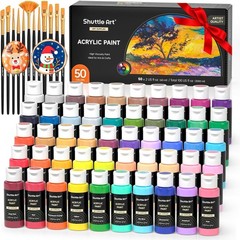 50 Colors Acrylic Paint Set – 2oz Bottles, Waterproof & Non-Toxic