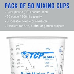 20 Ounce 600ml Disposable Flexible Clear Graduated Plastic Mixing Cups Box