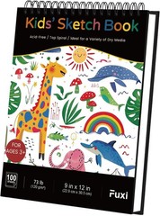 Sketch Book for Kids, 9″ x 12″ Kid Sketchbook, 100 Sheets 73lb/120gsm Thick D…