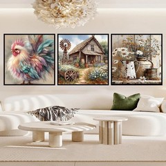 Ekuxom 3 Pack Diamond Art Kits for Adults – 14x14in (35x35cm), Farmhouse