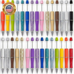 30Pcs Multicolor Beadable Pens Bulk – DIY Customizable Pen Set for Crafting, Smo