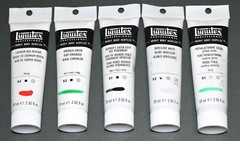 Red, Greens & White – 5 x Liquitex Heavy Body Acrylics- 2 oz Tubes-$54.69 Retail