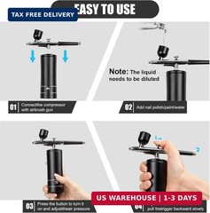 Airbrush Kit, Rechargeable Cordless Airbrush with Compressor, Non-Clogging High-