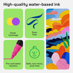 Paint Markers 48 Colors – Acrylic Pens for Rock, Glass, Fabric, DIY – Art Suppli
