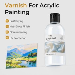 8.45oz Non-Toxic Gloss Varnish for Acrylic Art – High Gloss Finish & Protection