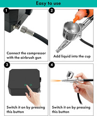 Airbrush Kit with Air Compressor, 40 48 PSI High Pressure Air Brush Non-Clogging