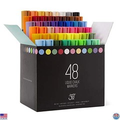 Liquid Chalk Markers – Reversible Chisel & Round Tip – 48 Multi Color Set