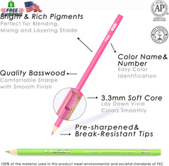 KALOUR 180 Colored Pencil Set for Adults Artists – Rich Pigment Soft Core -12 Me