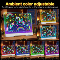 LED Drawing Board for Kids, 17″ Rechargeable Doodle Glow LED Note Board with Col