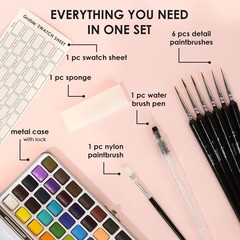 Grabie 50 Colors Watercolor Paint Set, 12.5 Ounce (Pack of 1), 50
