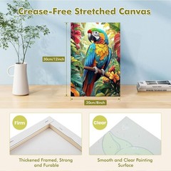 Bowetile Framed Paint by Numbers Parrote for Adults 7.8 x 12 inches, Parrot