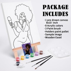 Painting Kit Pre Drawn Canvas for Painting for Adults Party Kits Paint and Si…