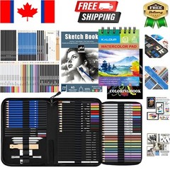 76-Piece Premium Drawing Sketching Kit with Watercolor & Sketchbook – For All…