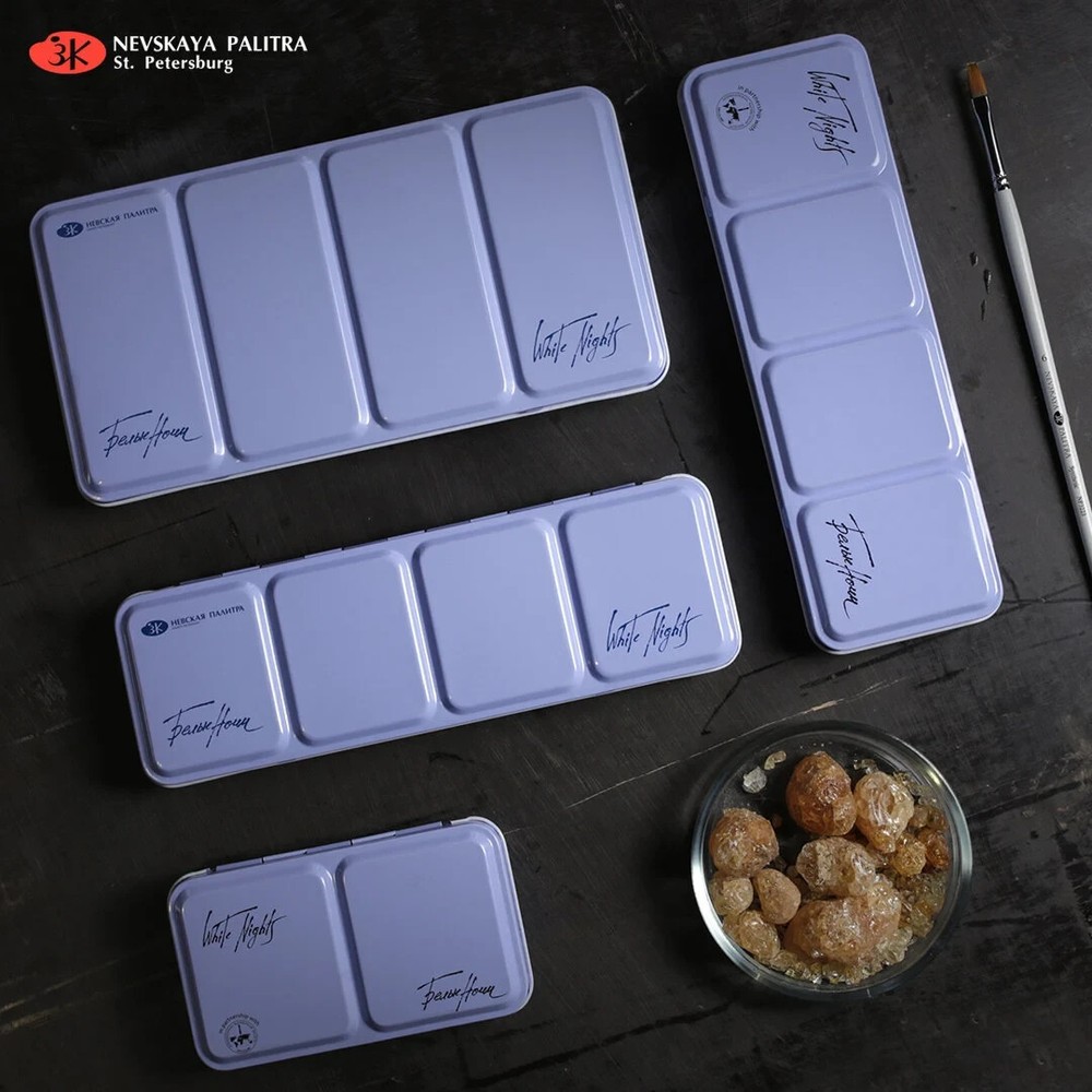 White Nights® Watercolor METAL TIN BOX for 35 or 21 pans 2.5ml Palette Russia