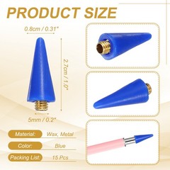 15Pcs Wax Head Tips Rhinestone Picker Tool Wax Pencil Tips Blue