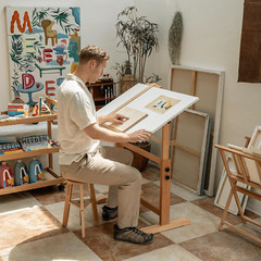 White Adjustable Drafting Table: 35.5″ X 23.5″ Art Drawing Desk with Height Adju