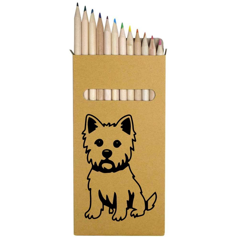 12 x ‘Westie Dog’ Long 178mm Coloured Pencils / Pencil Set (PE00080475)