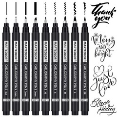 MARTCOLOR Calligraphy Pens, 9 Size 1 Count (Pack of 9), Black – 9 Pack