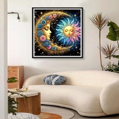 GDYEEH DIY 5D Sun and Moon Diamond Art Kits, Colourful 12X12 Inches, USGD274