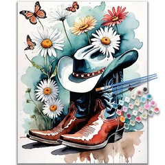 Cowboy Boots Paint By Numbers Rustic Western Cowboy Boots Full Drill Wall Art