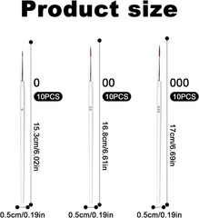 30Pcs Detail Paint Brushes, Fine Tip Paint Brush with 3 Sizes #0#00#000 Mini
