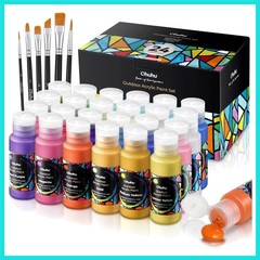 Outdoor Acrylic Paint for Metal, 24 Colors Paint Set, 2 oz./60ml Bottles for …