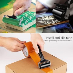 4 Inch Professional Rubber Roller with Comfort Grip Handle – Stainless BLACK