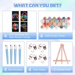 4 Pack Paint by Numbers Kit for with Frame Wooden Easel, Video Game Paint by …