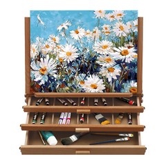 Adjustable Beech Wood Tabletop Easel with 3 Drawers & Storage