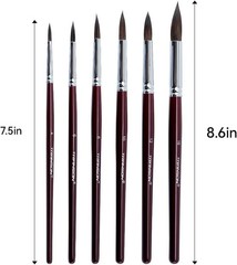 Squirrel Hair Round Paint Brush Set for Watercolor Gouache Ink Acrylic Art Pa…