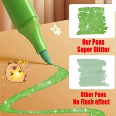 Glitter Markers, 24 Pcs, Assorted Color, Medium Tip Glitter Markers for Kids a