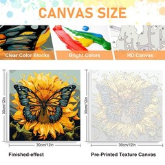 Paint by Numbers Kit for Adults Beginners & Kids Ages 8-12, Butterfly Sunflower