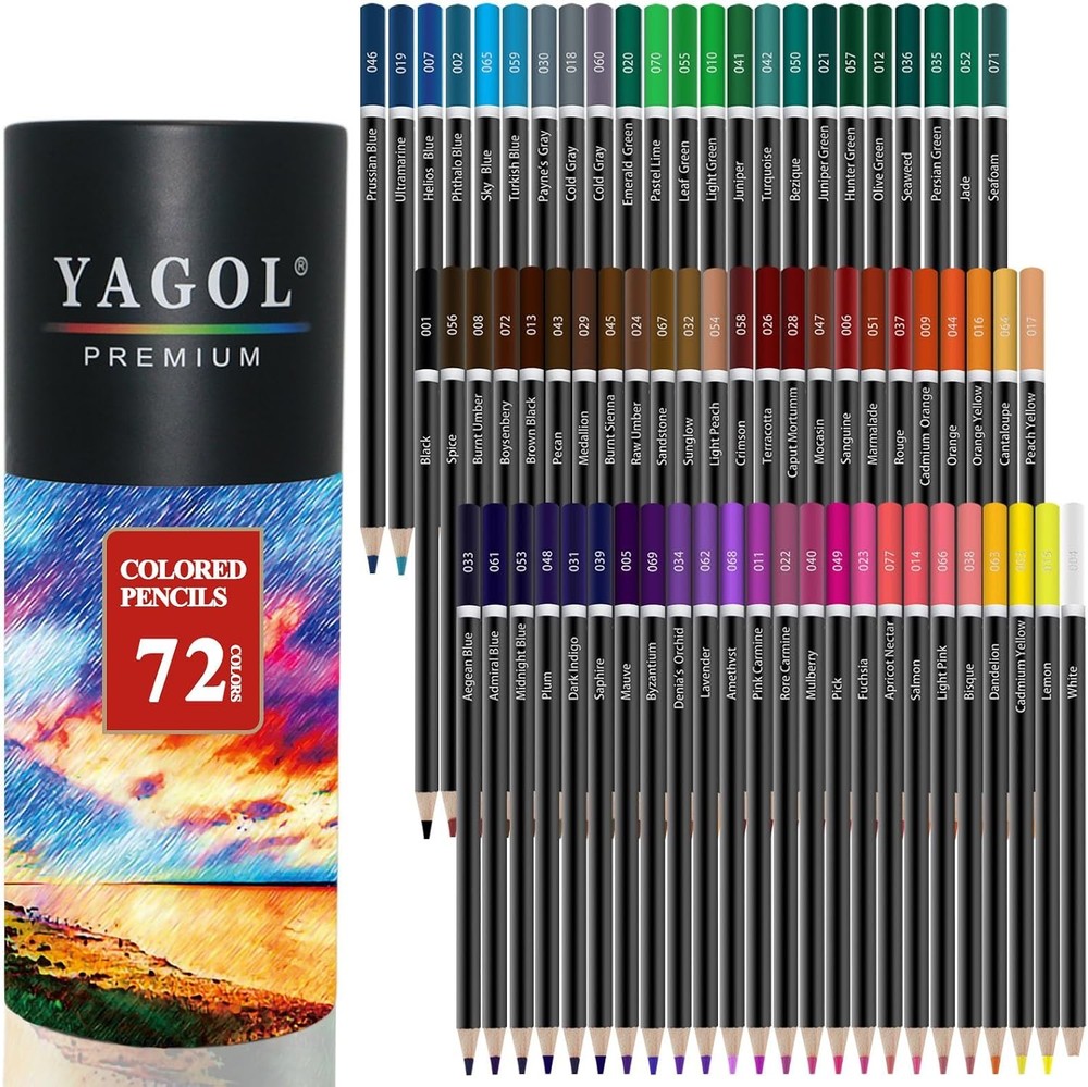 Yagol Colored Pencils for Adult Coloring Books, 72 Color Pencil Set, Soft Cor…